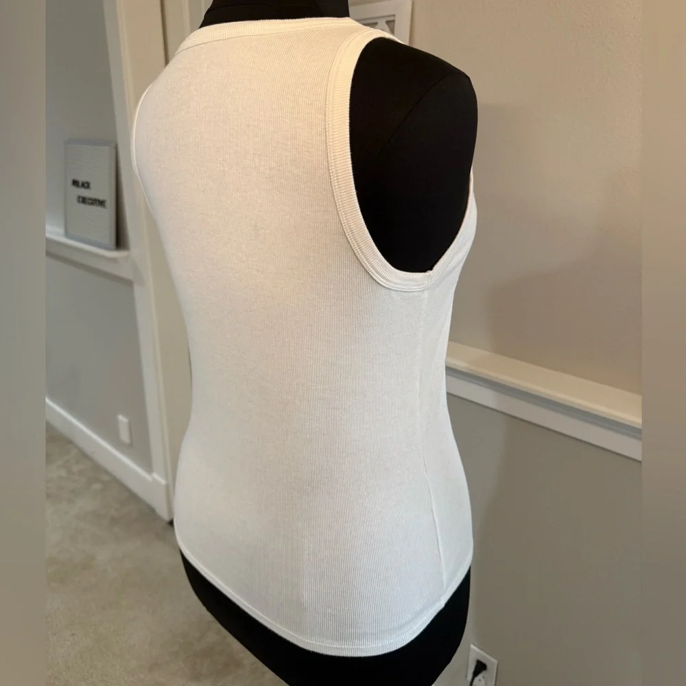 White Ribbed Tank Top - Picture 9 of 10